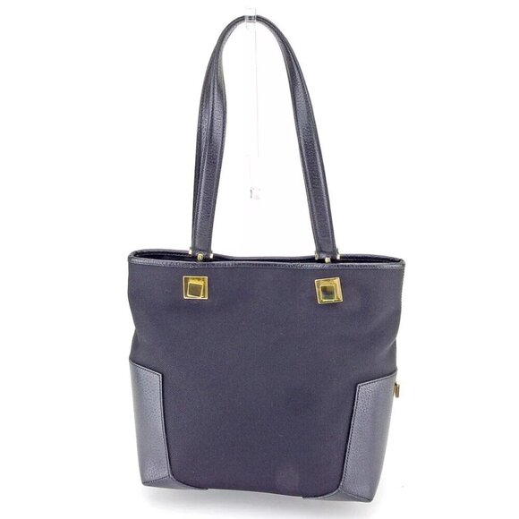 Salvatore Ferragamo tote bag logo plate Black Gold Ladies